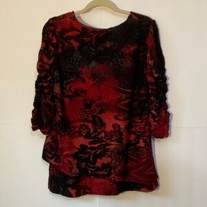 Picadilly Fashion Red and Black Abstract Tunic
